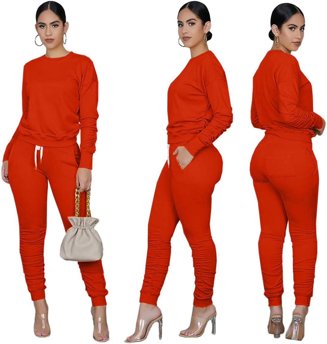 Women'S Two Piece Outfit Joggers Sets Lounge Sweatsuit Tracksuit Sweatpants Sets with Pocket